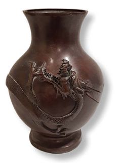 19th C Bronze Vase Japanese Meiji