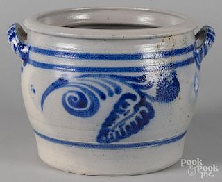 German stoneware crock with cobalt decoration, 9'' h.