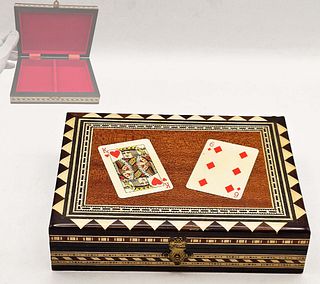 Marquetry Wood Inlaid Cards Box