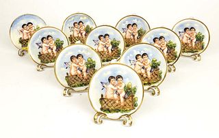 Set of 10 Capodimonte Miniature Porcelain Dishes