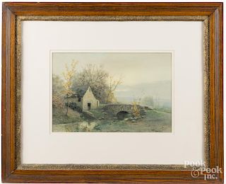 Edwin Lamasure Jr. (American 1867-1916), watercolor landscape with mill, signed lower right, 12'' x 1