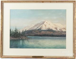 Edwin Lamasure Jr. (American 1867-1916), watercolor titled Where the Sierras Stand on Guard, signe