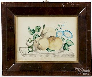 Pennsylvania watercolor theorem, 19th c., with fruit, 8 1/2'' x 11 1/2''.