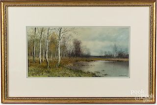 George Howell Gay (American 1858-1931), watercolor landscape, signed lower right, 10'' x 20''.