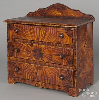 Miniature painted pine dresser, ca. 1900, retaining a later sponge decorated surface, 17 3/4'' h., 17