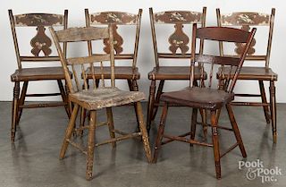 Nine assorted side chairs, 19th c.
