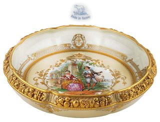 19th C. Dresden (Lamb) Porcelain Hand Painted Centerpiece