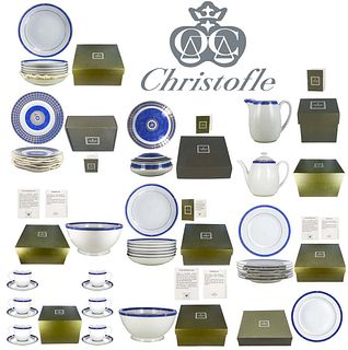 Christofle Porcelain Ocean & Byzantium Blue Service, 36 Pieces