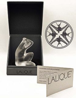 Lalique 'Seated Nude Lady' Frosted Crystal Figurine