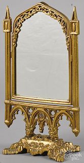 Gilt cast iron dressing mirror, 16 1/4'' x 9 1/4''.