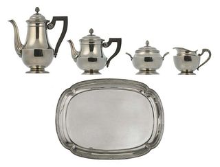 A 5 Pc. Christofle Silverplated Tea Set