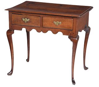 Very Rare Virginia Queen Anne Scalloped Walnut Dressing Table, Luke Vincent Lockwood Provenance