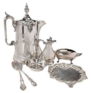 Seven Silver Plate Table Items