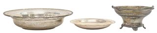 (3) AMERICAN STERLING SILVER RETICULATED BOWLS & PLATE, 17.71 OZT