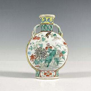 Chinese Kangxi Period Famille Verte Moon Flask Vase
