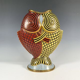 Chinese Cloisonne Bronze Twin Fish Vase