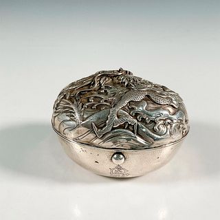 Chinese Silver Dragon Lidded Dragon Box