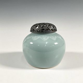 Chinese Clair-de-Lune Censer With Japanese Silver Top