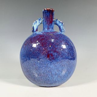 Chinese Flambe Glazed Moon Flask Vase