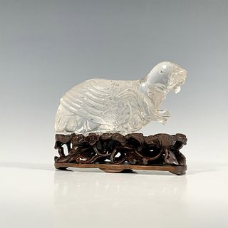 Chinese Qianlong Rock Crystal Quail Figurine with Base