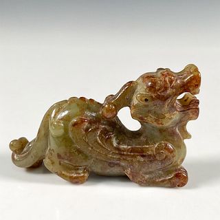 Chinese Qing Dynasty Jade Fortune Dragon Figure