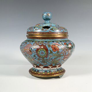 19th Century Chinese Cloisonne Fish Censer and Lid