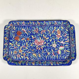 Chinese Cloisonne Enamel Floral Tray