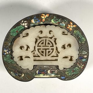 Antique Chinese Cloisonne Jade Box
