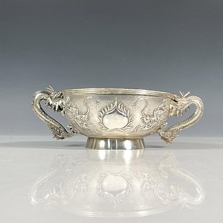 Chinese Export Silver Dragon Bowl