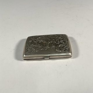 Chinese Silver Cigarette Box with Engraved Decoration