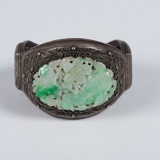 Vintage Chinese Silver Jadeite Bracelet