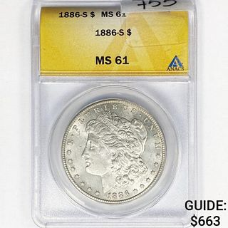 1886-S Morgan Silver Dollar ANACS MS61 