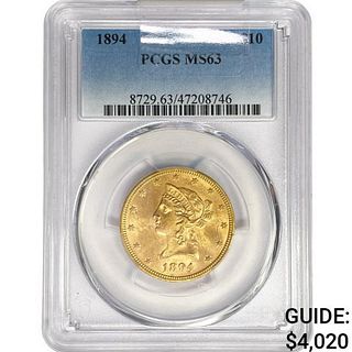 1894 $10 Gold Eagle PCGS MS63 