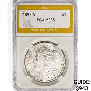 1897-S Morgan Silver Dollar PGA MS65 