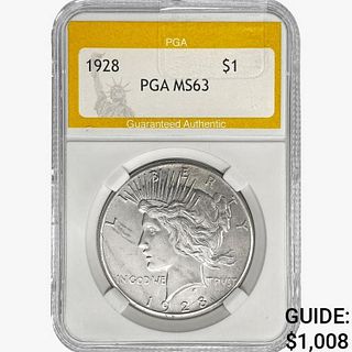 1928 Silver Peace Dollar PGA MS63 