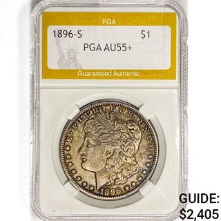 1896-S Morgan Silver Dollar PGA AU55+ 