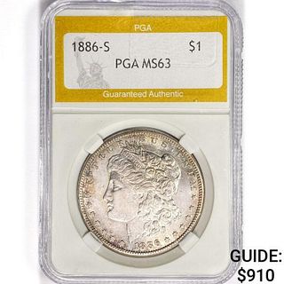 1886-S Morgan Silver Dollar PGA MS63 