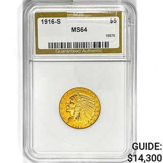 1916-S $5 Gold Half Eagle NGS MS64 