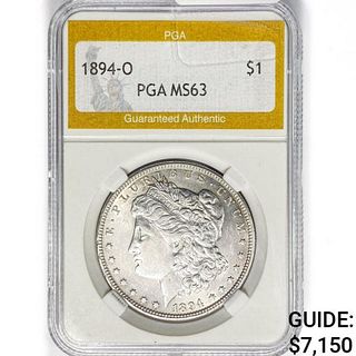 1894-O Morgan Silver Dollar PGA MS63 
