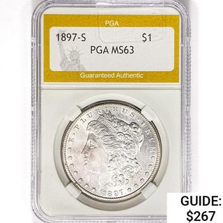 1897-S Morgan Silver Dollar PGA MS63 