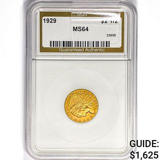 1929 $2.50 Gold Quarter Eagle NGS MS64 