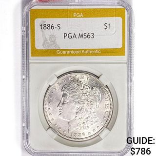 1886-S Morgan Silver Dollar PGA MS63 