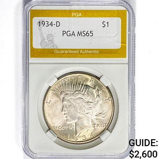 1934-D Silver Peace Dollar PGA MS65 