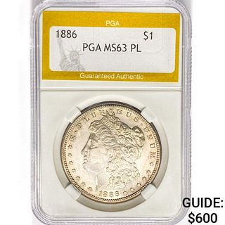 1886 Morgan Silver Dollar PGA MS63 PL