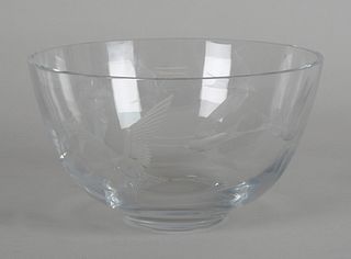 A Large Etched Crystal Bowl by Josef Puehringer