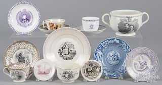 Assorted transferware, 19th c., to include a Duke of York cup and saucer, King of Prussia tea bowl,
