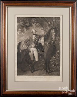 Engraving of King George, after Gainsborough, 25 3/4'' x 17 3/4''.