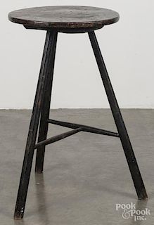 English splay leg stool, early 19th c., retaining an old black surface, 27 1/2'' h.
