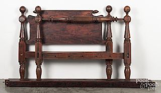 Painted rope bed, 19th c., retaining a later decorated surface, 43'' h., 52 3/4'' w., 83'' d.