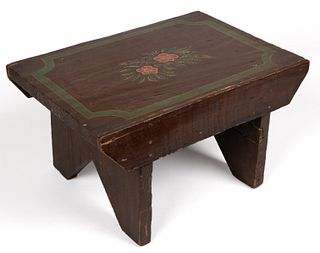 AMERICAN PAINT-DECORATED FOOTSTOOL